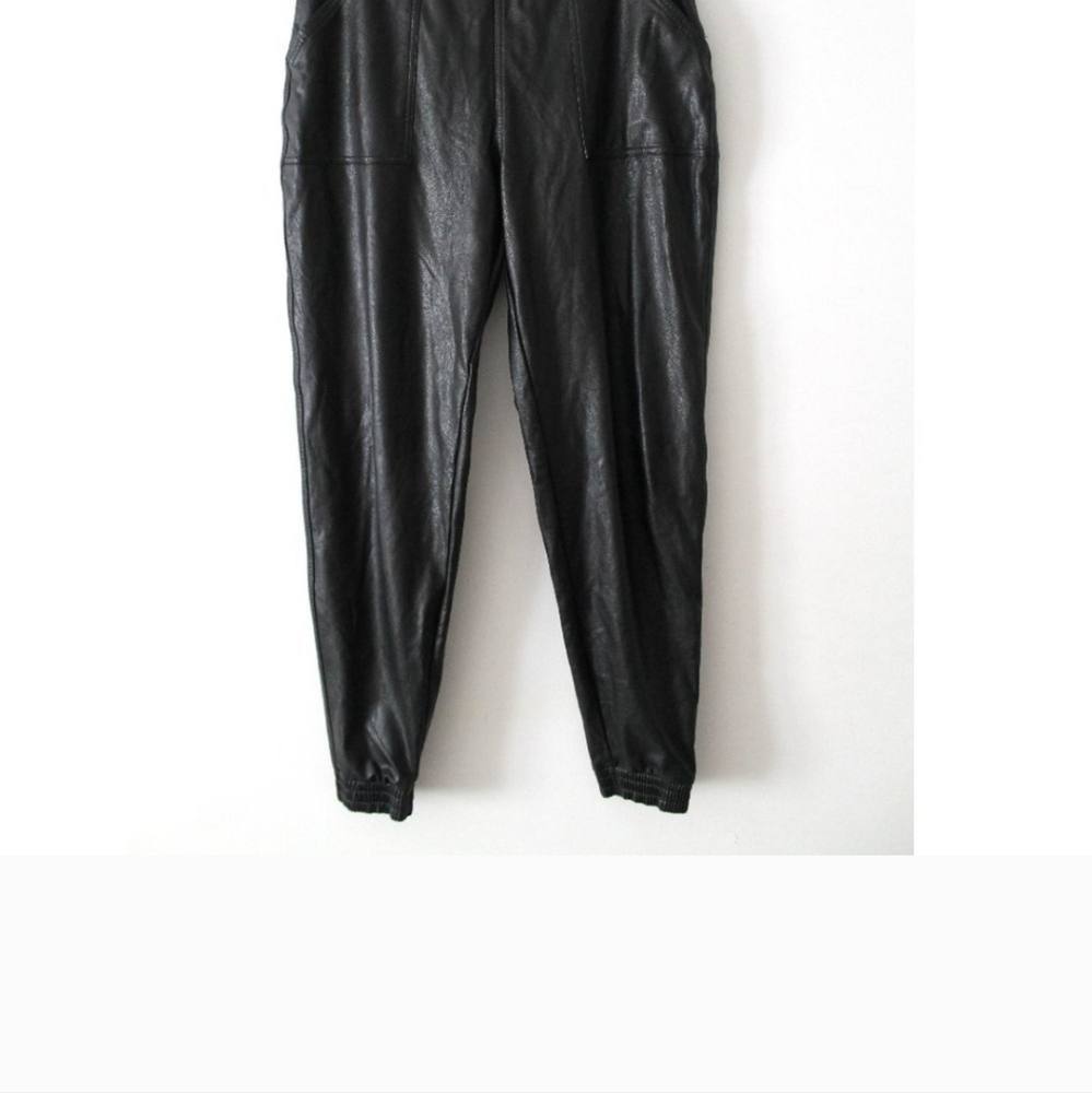 SPANX Leather Like Joggers 29" / Size Large /  Black Shaping Pants